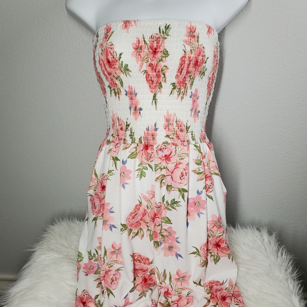 SOLD- Strapless floral jumpsuit